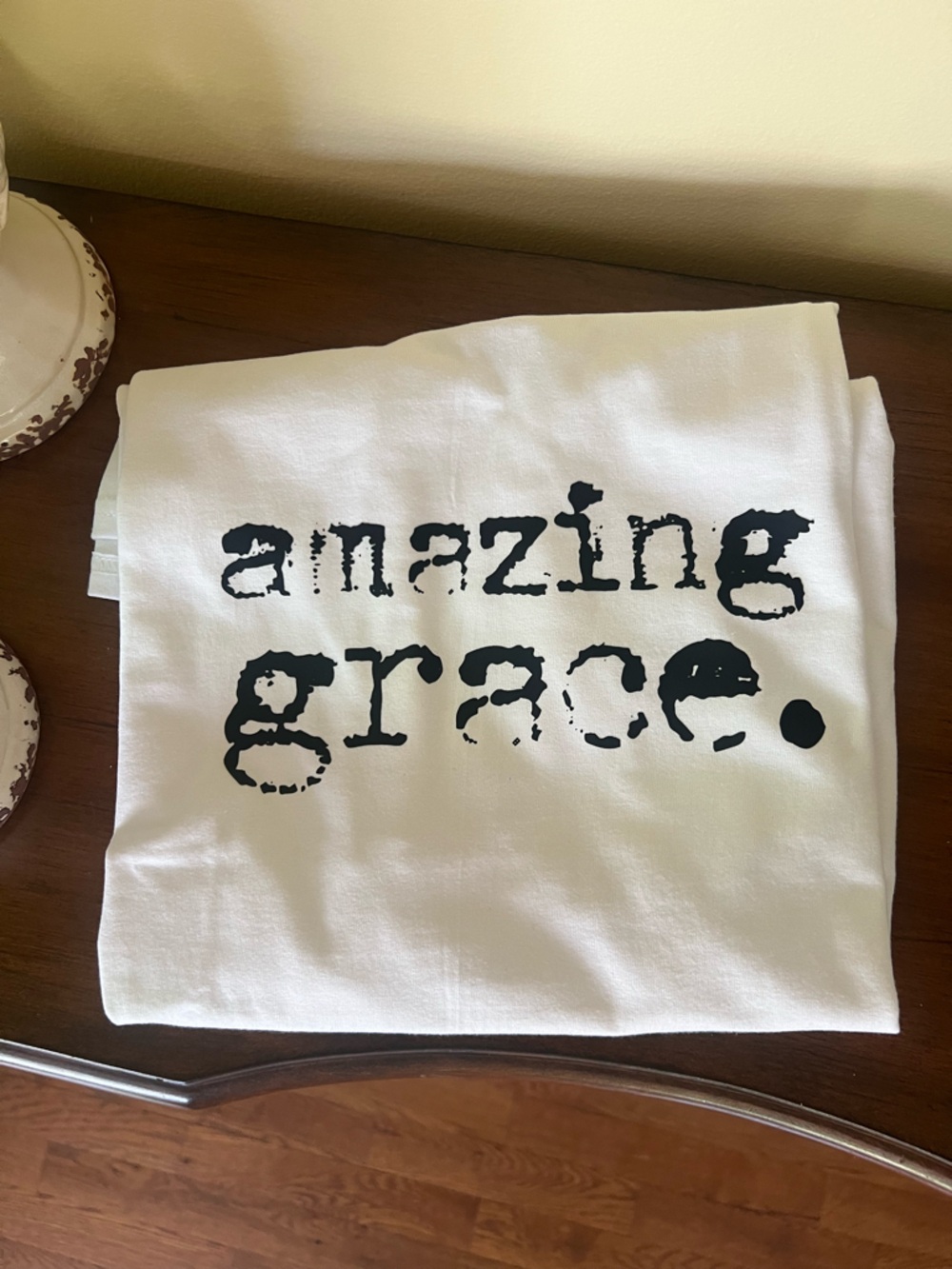 <Gildan White Tee "amazing grace.">